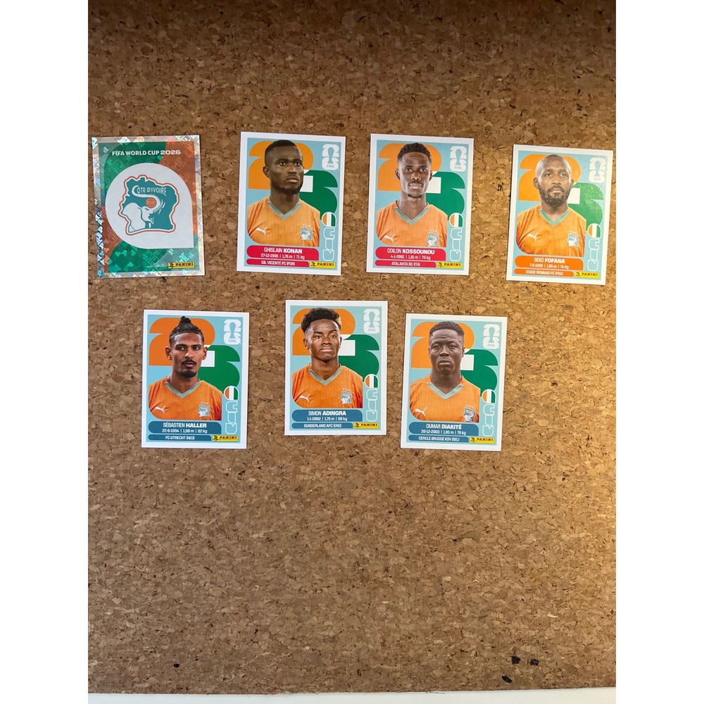 Panini FIFA World Cup 2026 Cote d'Ivoire Ivory Coast 7 Sticker Lot Haller Fofana